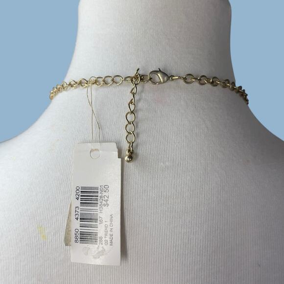 Hammered Medallion Beaded Statement Necklace y2k NWT - Picture 2 of 15